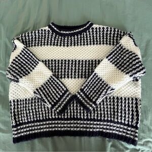 Chunky blue and white knit sweater